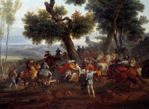 حرب الأديان: "" لقاء ملك فرنسا هنري الرابع (1553-1610) وسولي بعد معركة إيفري عام 1590 "شهدت معركة إيفري في 14/3/1590 انتصار الجيش الملكي ضد الرابطة الكاثوليكية. ماكسيميليان بيثون ، دوق سولي (1 بواسطة نيكولاس أنطوان توناي