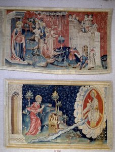 تعليق الوحي (1373-1383) ، ن. 72: الشيطان يحاصر المدينة. ن. 74: القديس يوحنا قبل المسيح. نسيج لنيكولاس باتاي (1330-1405) بواسطة نيكولاس باتايل