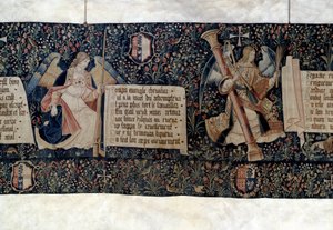 تعليق الوحي (1373-1383) ملائكة تحمل أدوات الآلام. نسيج لنيكولاس باتاي (1330-1405) بواسطة نيكولاس باتايل