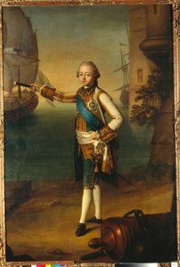 صورة للدوق الأكبر بافيل بتروفيتش (1754-1801، بول الأول ملك روسيا) بزي الأدميرال (صورة للدوق الأكبر بافيل بتروفيتش بزي الأدميرال) - لوحة لنيكولاس بنجامين ديلابيير (1739-1802)، زيت على القماش بواسطة نيكولاس بنيامين ديلابيير