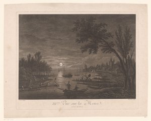 منظر ليلي لنهر الميز مع الصيادين III.ème Vue sur la Meuse. (العنوان على العنصر) بواسطة فرانز إدموند ويروتر