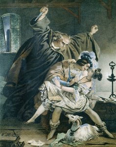 إزميرالدا ، Phoebus وكلود فرولو (نوتردام دي باريس) لفيكتور هوغو رسم لنيكولاس أوستاش مورين 1799-1850 مجموعة خاصة.
