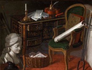 واحد من زوج Devants de Cheminée: A Writing Desk ، 1777