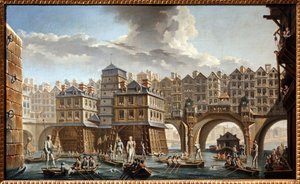 The joust of the bargemen, between the Notre Dame bridge and the Pont au Change بواسطة نيكولا وجان بابتيست راغوينت