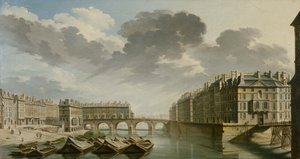 The Quai des Ormes وجسر ماري وجزيرة سانت لويس 1757.