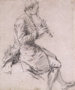 رجل جالس يعزف على الناي ، في الملف الشخصي إلى اليمين ، c.1720s بواسطة نيكولاس لانكريت