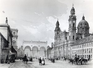 القصر الملكي ، قاعة المارشال وكنيسة Theatines في ميونيخ ، النصف الأول من القرن التاسع عشر بواسطة نيكولاس ماري جوزيف شابوي