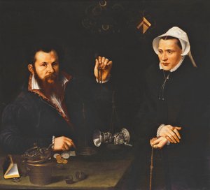 صورة سيد Essai وزوجته ، نصف طول ، c.1561-7
