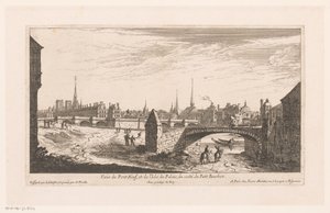 Gezicht op de Pont Neuf منظر لبونت نيوف وجزيرة دو باليه (...) (العنوان على الجسم) بواسطة نيكولا بيريل