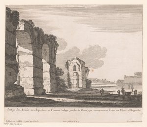 المناظر الطبيعية مع الخرائب ورعاة البقر Vestige des Arcades ou Aqueducs de Friscati (...) (العنوان على الكائن)
