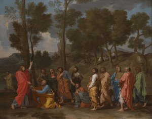 سر التقديس (المسيح يعطي مفاتيح بطرس). حوالي 1637-40 بواسطة نيكولاس بوسين