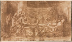 المستقيم المتطرف ، ثلاثة رؤوس ورسومات تخطيطية أخرى ، 1643-1644. بواسطة نيكولاس بوسين