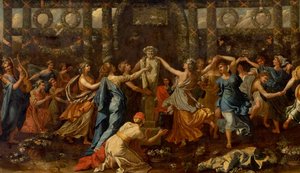 Hymenaios متنكرا في زي امرأة أثناء تقدمة إلى Priapus ، حوالي 1635 (زيت على قماش) (التفاصيل) بواسطة نيكولاس بوسين