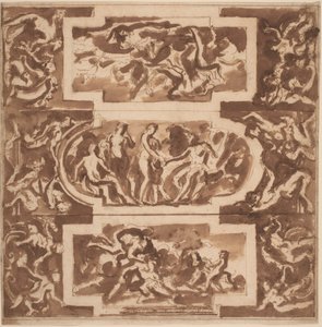 Modello for a Ceiling: Diana and the Dead Endymion ، حكم باريس ، وموت أدونيس بواسطة نيكولاس بوسين