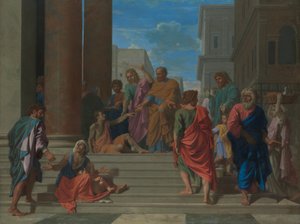القديسين بيتر وجون شفاء الرجل العرجاء ، 1655. بواسطة نيكولاس بوسين