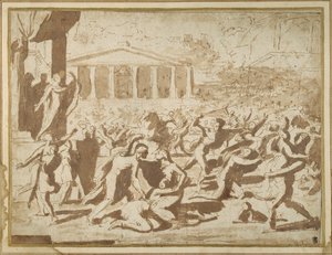 Study for the Abduction of the Sabine Women, c.1633 (ink & wash on paper) بواسطة نيكولاس بوسين