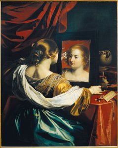 Vanity, Woman at the mirror (oil on canvas)