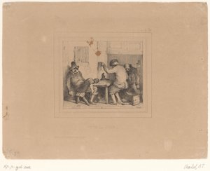 ثلاثة مزارعين في حالة سكر في حانة فيف لا جوي (العنوان على الكائن) اسكتشات 1837 (عنوان المسلسل) Croquis par Charlet 1837 (عنوان السلسلة) بواسطة الكسندر جبرائيل (بعد) ديكامبس