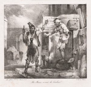اسكتشات الطباعة الحجرية بواسطة Charlet: الشكل قبل اللون ، 1823. بواسطة الكسندر جبرائيل (بعد) ديكامبس