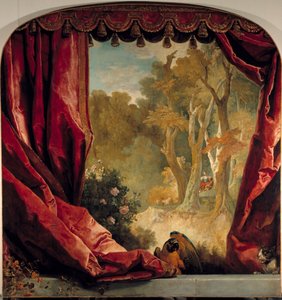 Decorative composition with curtains, landscape and animals Painting by Nicolas de Largilliere (1656-1746) 18th century Sun. 2,61x2,51 m بواسطة نيكولاس دي لارجيليير