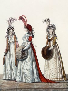 فساتين سهرة ، شكل 40 ، شكل 41 und fig. 42 من معرض الأزياء 1797 بواسطة نيكولاس فون هايدلوف