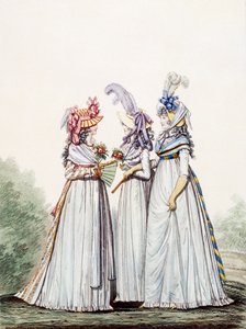 فساتين الصباح ، الشكل. 16 ، الشكل 17 und التين. 18 من "معرض الأزياء" ، 1797 بواسطة نيكولاس فون هايدلوف