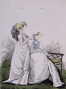 فساتين الصباح التين. رقم 338 و 339 من المجلد الثاني لـ Nikolaus Heideloff's Gallery of Fashion ، يونيو 1802 (طباعة) بواسطة نيكولاس فون هايدلوف