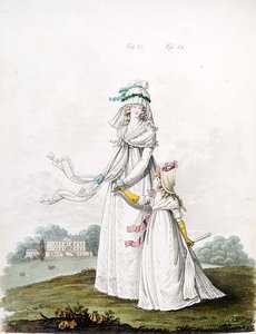 الأم والطفل في ثوب الصباح من معرض الأزياء نيكولاس هايدلوف ، المجلد الثاني ، أغسطس 1795 (طباعة) بواسطة نيكولاس فون هايدلوف