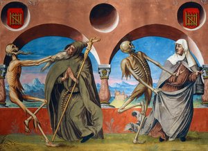 Death, hermit and Beguine from the Dance of Death cycle by Albrecht Kauw