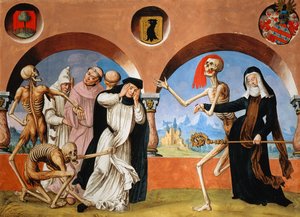 Death, monks and Abbess from the Dance of Death cycle by Albrecht Kauw