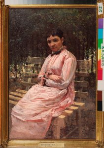 في حديقة ، صورة لزوجة الفنان - لوحة لنيكولاي ألكساندروفيتش ياروشينكو (ياروشينكو) (1846-1898) ، زيت على قماش ، الفن الروسي في القرن التاسع عشر - متحف الدولة للفنون لجمهورية تتارستان ، قازان (روس بواسطة نيكولاي ألكسندروفيتش ياروشينكو