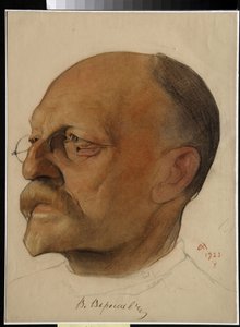 صورة لفيكنتي فيكنتيفيتش سميدوفيتش ، ديت فيكينتي فيريساييف (1867-1945) ، طبيب وكاتب روسي (فيكنتي فيكنتييفيتش فيريسايف) - رسم نيكولاي أندريفيتش أندرييف (1873-1932) متفائل وأقلام تلوين على الورق (32.5 × 24 سم) بواسطة نيكولاي أندرييفيتش أندرييف