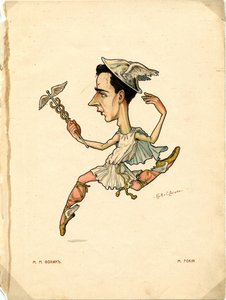 راقصة باليه وشوريوغراف ميشيل فوكين من: الباليه الروسي في الرسوم الكاريكاتورية ، 1902-1905 بواسطة إرث نيكولاي جوستافوفيتش