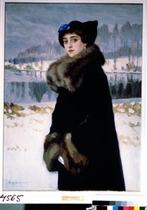 Portrait de la ballerina Lyudmila Mesaksudi Barash (صورة راقصة الباليه ليودميلا ميساكسودي باراش). بينتور دي نيكولاي بتروفيتش بوجدانوف بيلسكي (بوجدانوف بيلسكي) (بوجدانوف بيلسكي) (بوجدانوف بيلسكي) (1868-1945). تمبرا سور تويلي بواسطة Nikolai Petrovich Bogdanov-Belsky