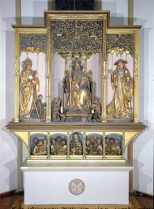 مجموعة منحوتات خشبية ، من Isenheim Altarpiece ، c.1490 (خشب مذهب) بواسطة نيكولاس هاجينوير