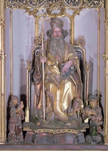 Isenheim Altarpiece ، تفاصيل القديس أنتوني الناسك القديس أنطوني ، 1490 طلاء ذهبي على الخشب