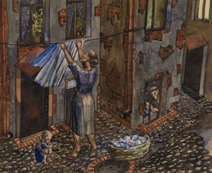 المحكمة القديمة - عمل لنيكولاي إيفانوفيتش إفغرافوف (1904-1941) ، ألوان مائية وحبر على ورق (27.5 × 33.5 سم) بواسطة نيكولاي إيفانوفيتش يفغرافوف