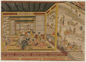 بيت الشاي بجوار نهر كامو في كيوتو ، 1740.