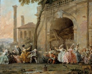 Colin-aillard ، تفاصيل لاعبي Colin aillard. لوحة لعيد الميلاد هالي (1711-1781) ، حوالي 1770-1780. زيت على قماش. أميان ، متحف دي بيكاردي بواسطة نويل هاله