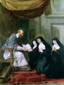 سانت فرانسوا دي ساليس (1567-1622) منح قاعدة الزيارة للقديس جان دي شانتال (1572-1641) بواسطة نويل هاله