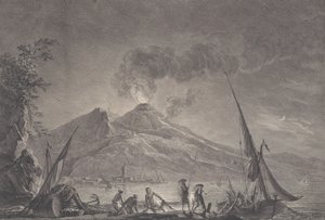 منظر لجبل فيزوف كما كان عام 1757 ، 1762. بواسطة نويل لو مير