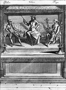 Woden ، Thor and Friga ، 1670-1680 بواسطة المدرسة النرويجية