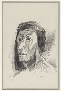 شعر أسود مؤطر الرأس بعيون مفتوحة على مصراعيها بواسطة Odilon Redon