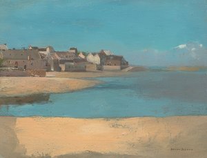 قرية على البحر ، بريتاني. حوالي عام 1880 بواسطة Odilon Redon