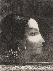 درامية وعظيمة مع وجهها مثل كاهنة الكاهنة بواسطة Odilon Redon