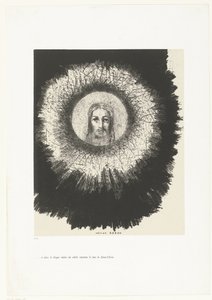 وفي قرص الشمس أشرق وجه المسيح ... et dans le disque même du solil، rayonne la face de Jésus-Christ (العنوان على الكائن) Tentation de Saint-Antoine (1) (عنوان السلسلة) إغراء القديس أنطونيوس (عنوان السلسلة) بواسطة ادمون ديمان