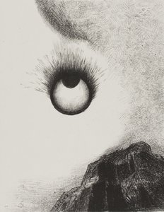 في كل مكان مقل العيون مشتعلة ، اللوحة 9 من The Temptation of Saint Anthony (السلسلة الأولى) بواسطة Odilon Redon