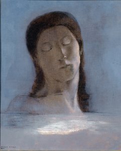 Eyes closed - oil on cardboard بواسطة Odilon Redon