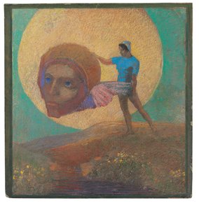 شخصية تحمل رأس مجنح (سقوط lcare) بواسطة Odilon Redon
