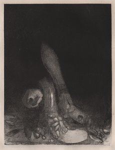 سقوط الزهور وظهور رأس ثعبان بواسطة Odilon Redon